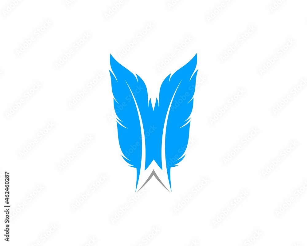 Two feather with W Letter in the middle