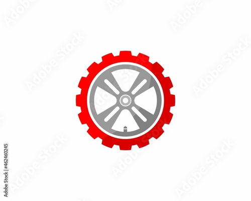 Car rims in the gear wheel illustration logo