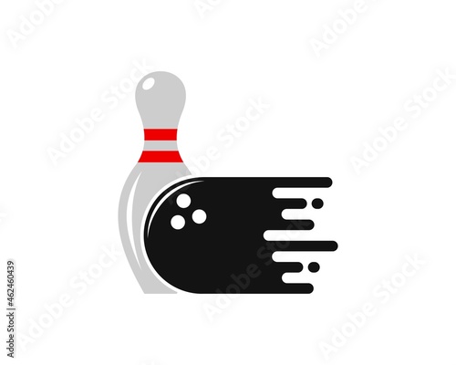 Simple pin and bowling ball with fast symbol