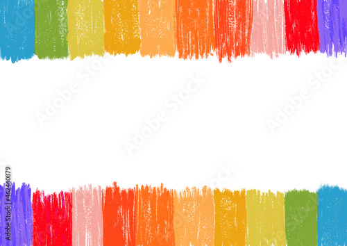 Rainbow spectrum stripe brush frame colorful crayon hand drawn photo