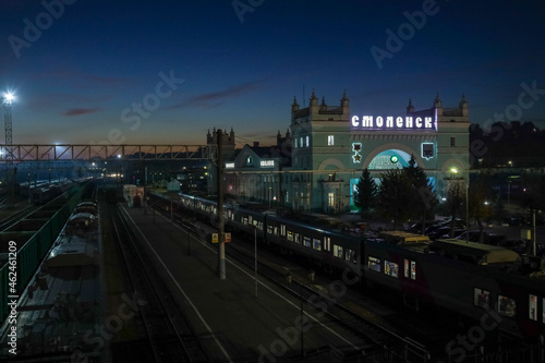 Night view of Smolensky railway station.