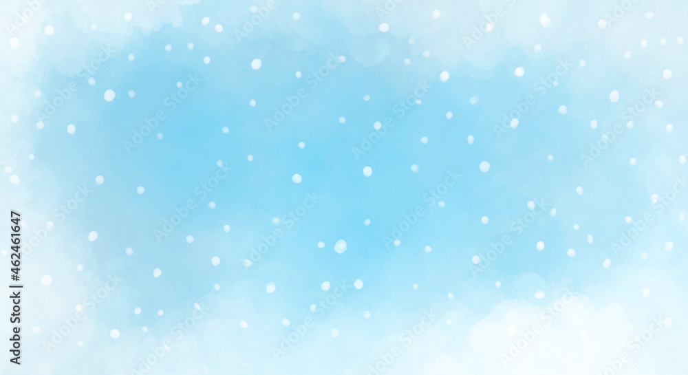 winter blue light christmas background with snowfall