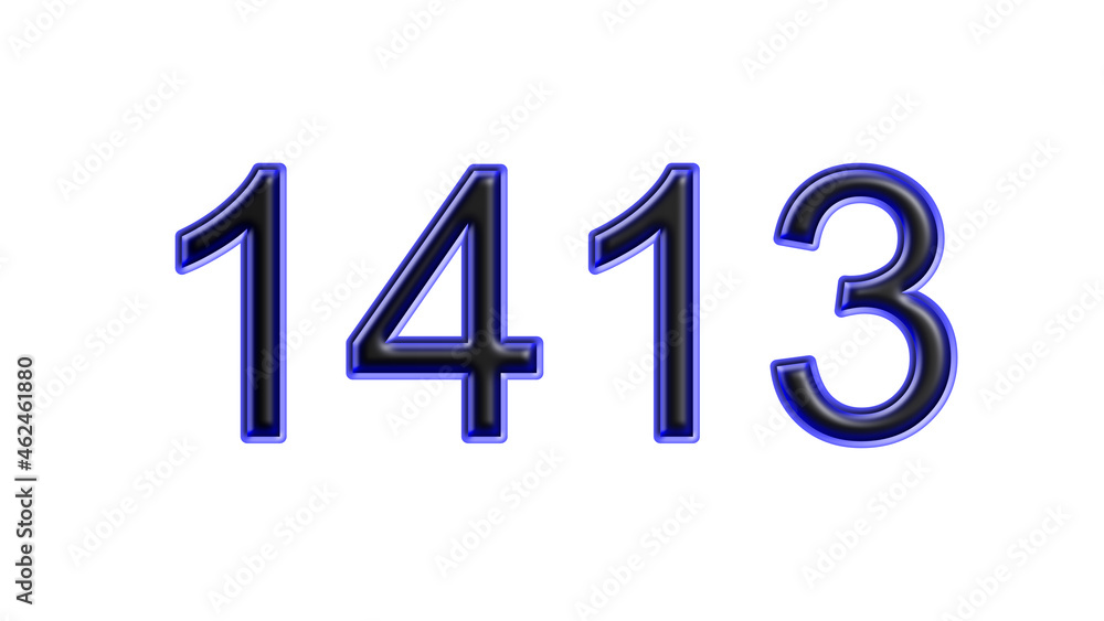blue 1413 number 3d effect white background blue 1413 number 3d effect white background