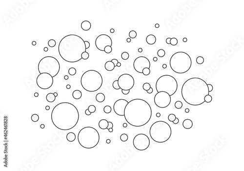 Effervescent air bubbles stream line icon, underwater and oxygen background. Soap foam, bath suds, soda pop. Fizzy drinks. Vector illustration