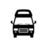 Van icon. Motorhome, camper. Black silhouette. Front view. Vector simple flat graphic illustration. The isolated object on a white background. Isolate.