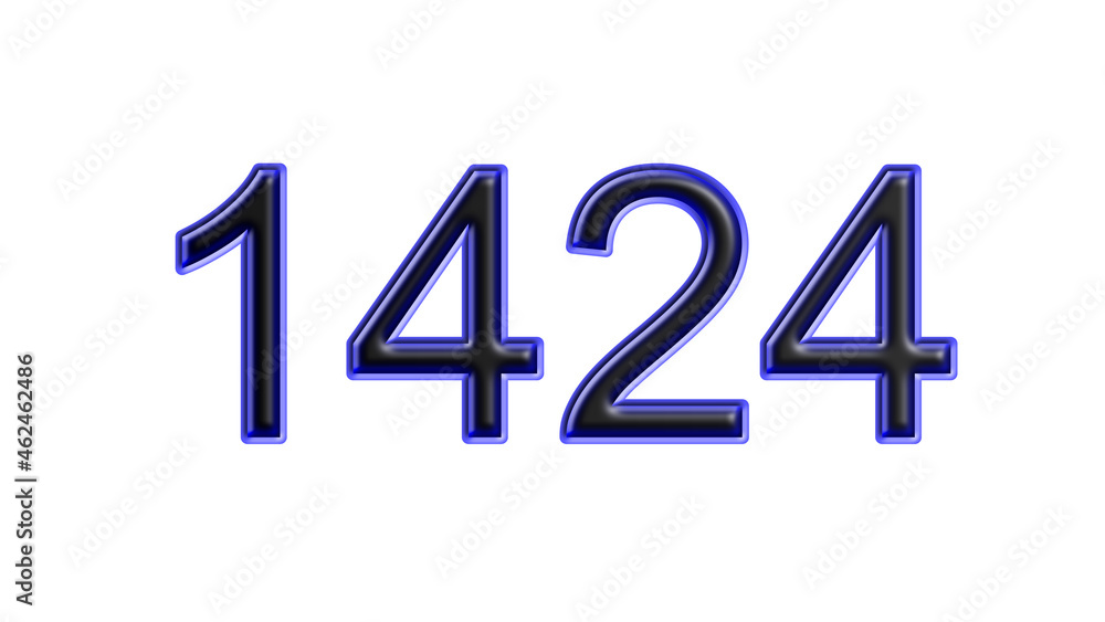 blue 1424 number 3d effect white background blue 1424 number 3d effect white background