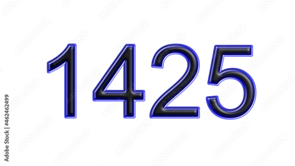 blue 1425 number 3d effect white background blue 1425 number 3d effect white background