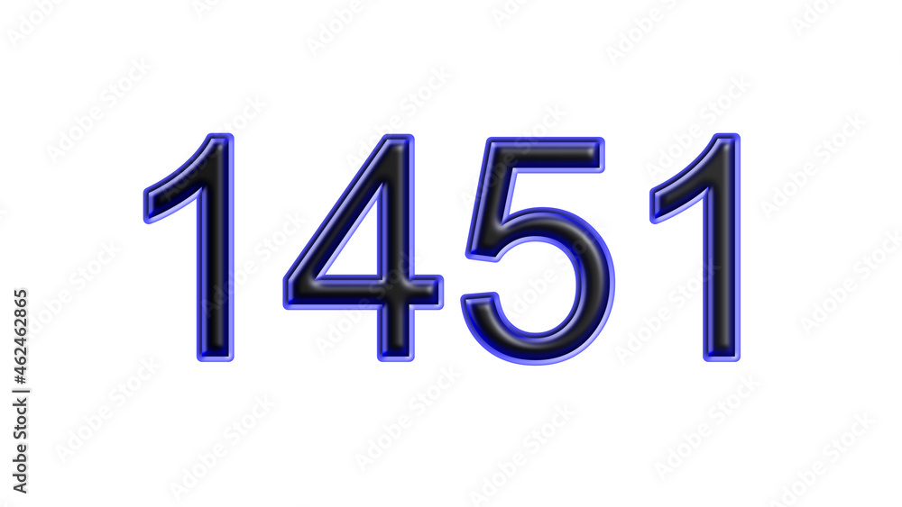 blue 1451 number 3d effect white background blue 1451 number 3d effect white background