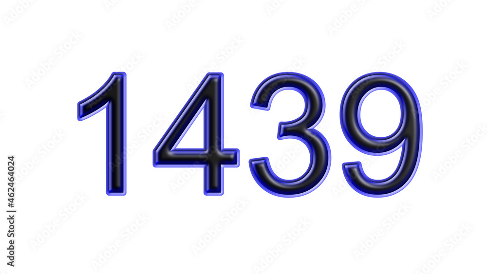 blue 1439 number 3d effect white background blue 1439 number 3d effect white background