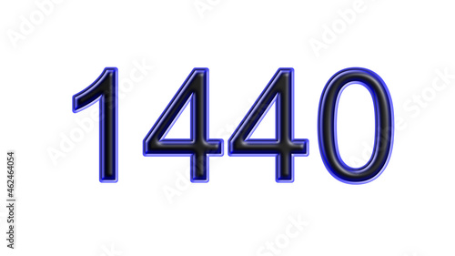 blue 1440 number 3d effect white background photo