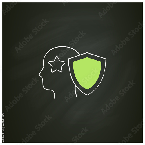 Intellectual property chalk icon. Copyright. Intangible creations. Law protects. Asset management concept. Isolated vector illustration on chalkboard