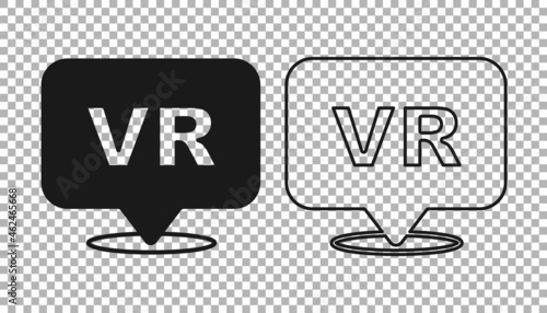 Black Virtual reality icon isolated on transparent background. Futuristic VR head-up display design. Vector
