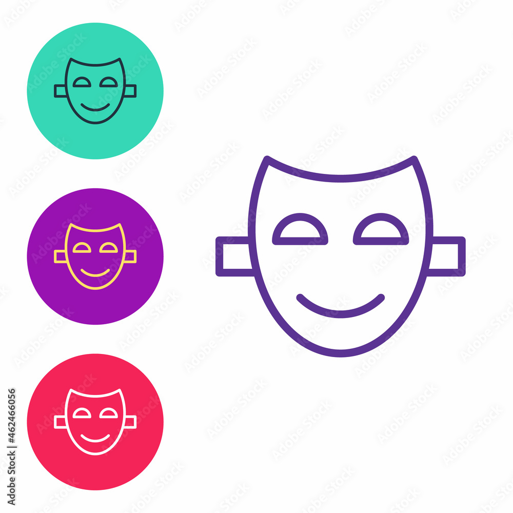 Set line Comedy theatrical mask icon isolated on white background. Set icons colorful. Vector Set line Comedy theatrical mask icon isolated on white background. Set icons colorful. Vector