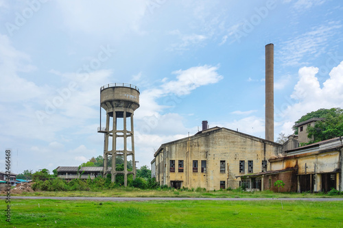 The old paper mill used to produce paper and banknotes during World War II, transformed into a new public attraction in Kanchanaburi, Thailand. (Cultural Economics with Tourism). Historical buildings.