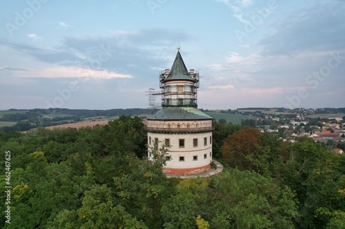 historical old castle Humprecht manor house Sobotka Czech republic aerial panorama view photo