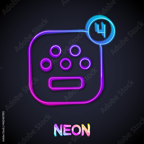 Glowing neon line Taxi mobile app icon isolated on black background. Mobile application taxi. Vector
