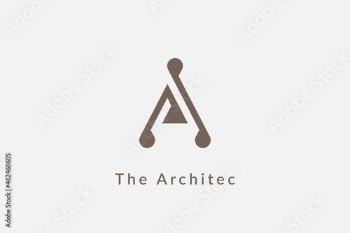 abstract logotype letter A logo design template, monogram initial A, usable for architecture, industrial, company, business logo design concept illustration
