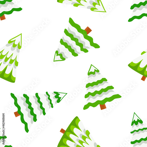 Seamless pattern with a Christmas tree. Vector cartoon illustration