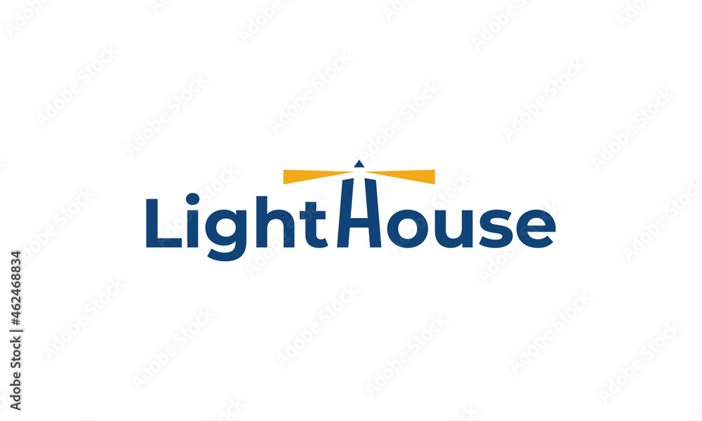 illustration vector graphic logo design for combination wordmark and pictorial mark or symbol, with initial letter H as a lighthouse illustration vector graphic logo design for combination wordmark and pictorial mark or symbol, with initial letter H as a lighthouse