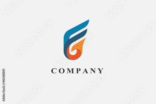 logotype letter f an G with phoenix head. abstract flat vector logo design vector template, usable colorful flat logo design template for business,web icon and app logo design concept