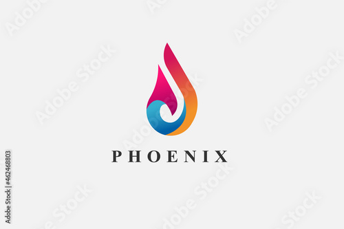 Luxury phoenix bird abstract logo design vector template, usable colorful flat logo design template for business, corporate identity, web icon and app logo design concept