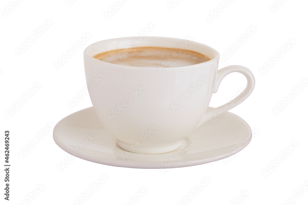 White latte coffee mug, side view isolated on white background White latte coffee mug, side view isolated on white background