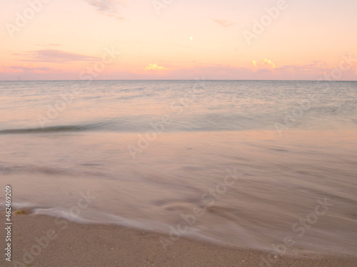 Fototapeta Naklejka Na Ścianę i Meble -  Beautiful sunset on a beach. Summer sunset.