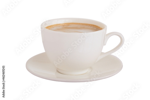 White latte coffee mug, side view isolated on white background