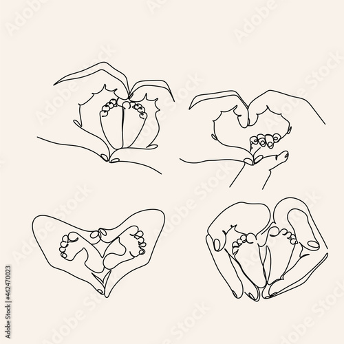 Woman Line drawing vector. Pregnant woman and motherhood Line art