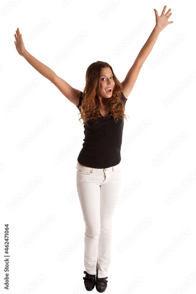 Beautiful girl giving a sign