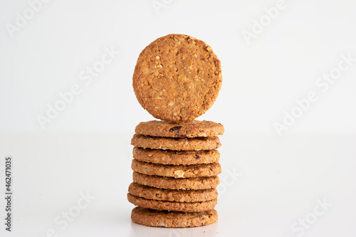 Canvas Print Stack of tasty cereal multigrain raw cookies