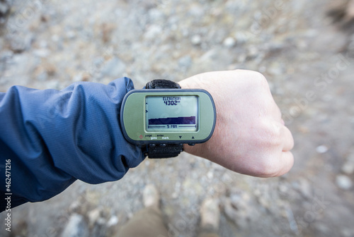 Photography View on altimeter during Manaslu Circuit Trek heading to Larkya La Pass, Nepal