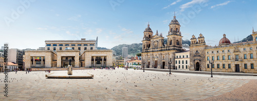 Panoramic view of Bolivar Square with the Cathedral and the Colombian Palace of Justice - Bogota, Colombia photo