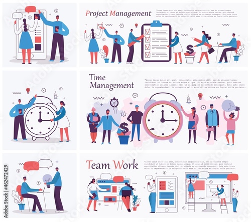Vector illustrations of the office concept business people. E-commerce, online education, project management, online support, start up business concept