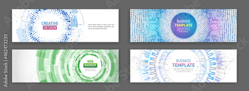 Abstract web design banner. Modern graphic template for websites. High tech futuristic technology background.