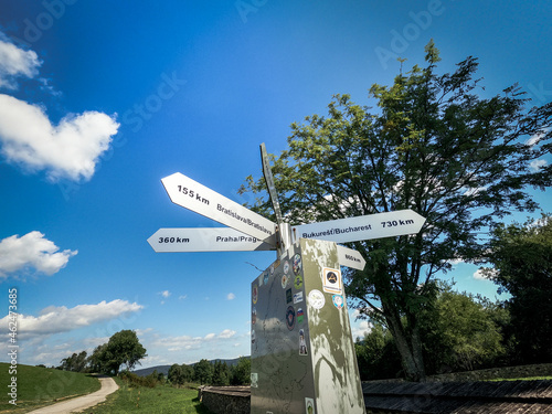 The Slovak geographical center of Europe in the locality of Kremnicke Bane in Slovakia photo