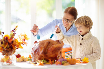 Family cooking Thanksgiving dinner