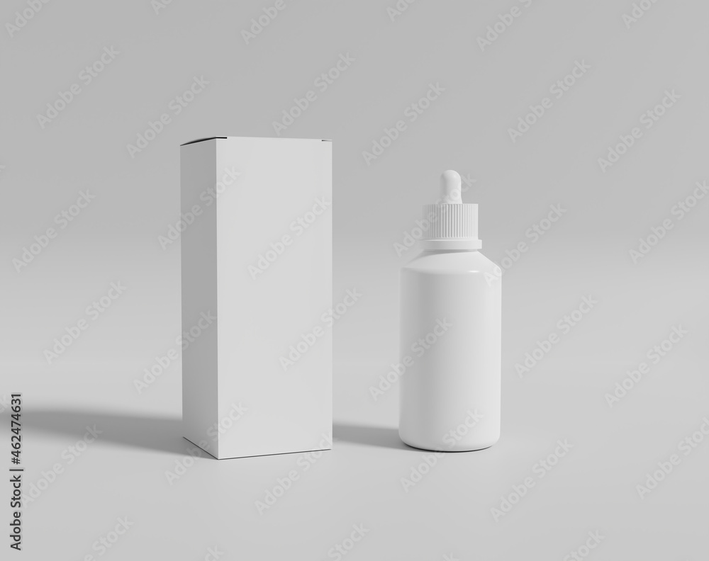 Realistic white plastic bottle with a box, madicine glass bottle Realistic white plastic bottle with a box, madicine glass bottle