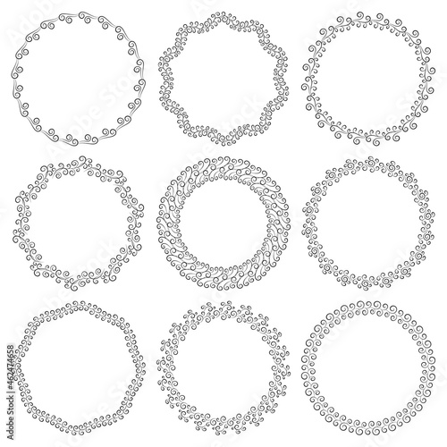 Vector set of round empty frames in vintage style