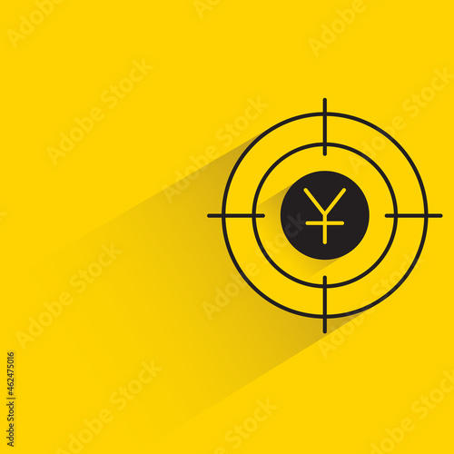 yen money network with shadow on yellow background
