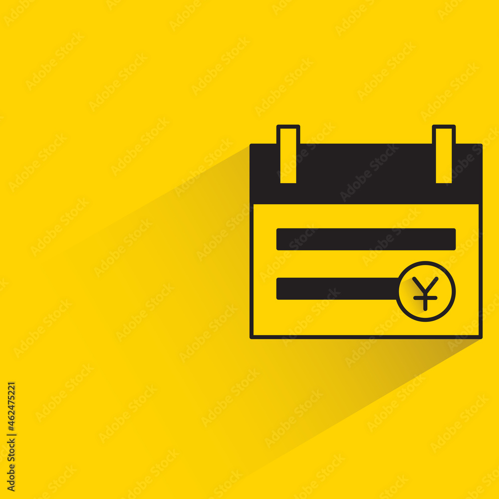 calendar and yen deadline with shadow on yellow background calendar and yen deadline with shadow on yellow background