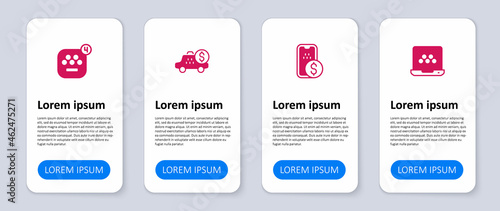 Set Taxi mobile app, Mobile banking, Taximeter device and . Business infographic template. Vector