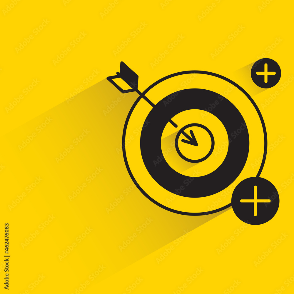 arrow dart with shadow on yellow background arrow dart with shadow on yellow background