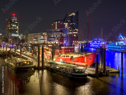 Konstfotografi Hamburger Hafen Nacht Lichter