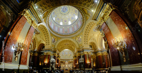 Budapest, Hungary, August 14, 2018 - Interior of St. Stephen's Basilica photo