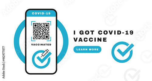 Health passport mobile app for travel and control vaccinated. Electronic Covid-19 passport with QR code on smartphone screen. Negative coronavirus test valid certificate. Vector illustration