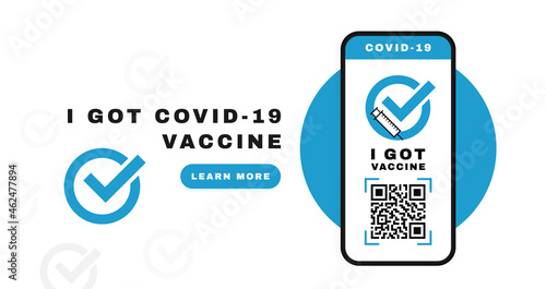Health passport mobile app for travel and control vaccinated. Electronic Covid-19 passport with QR code on smartphone screen. Negative coronavirus test valid certificate. Vector illustration