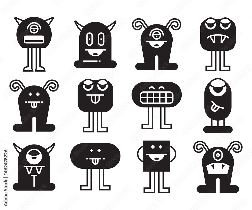 monster character icons vector set monster character icons vector set