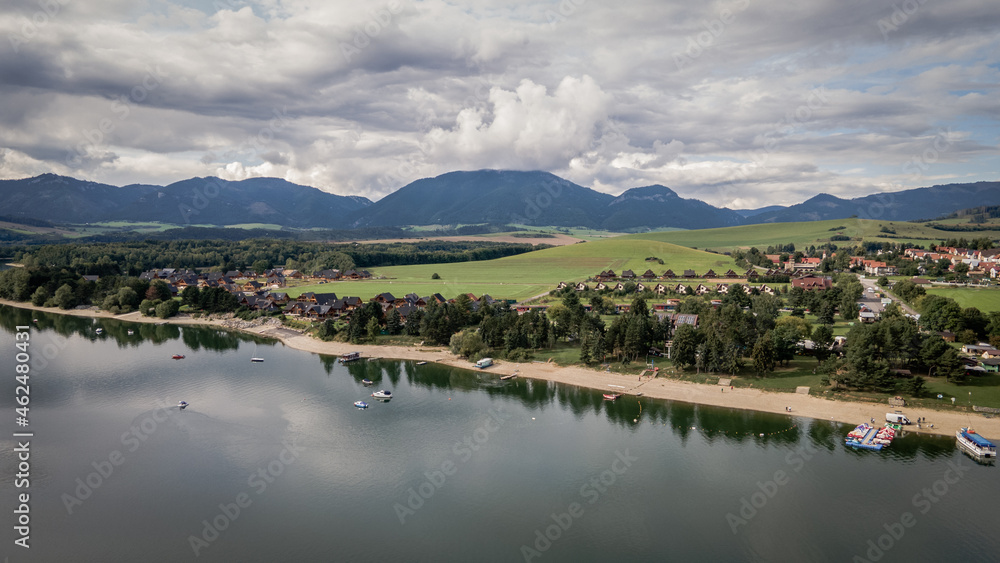 Aerial view of Liptovska Mara reservoir in Slovakia