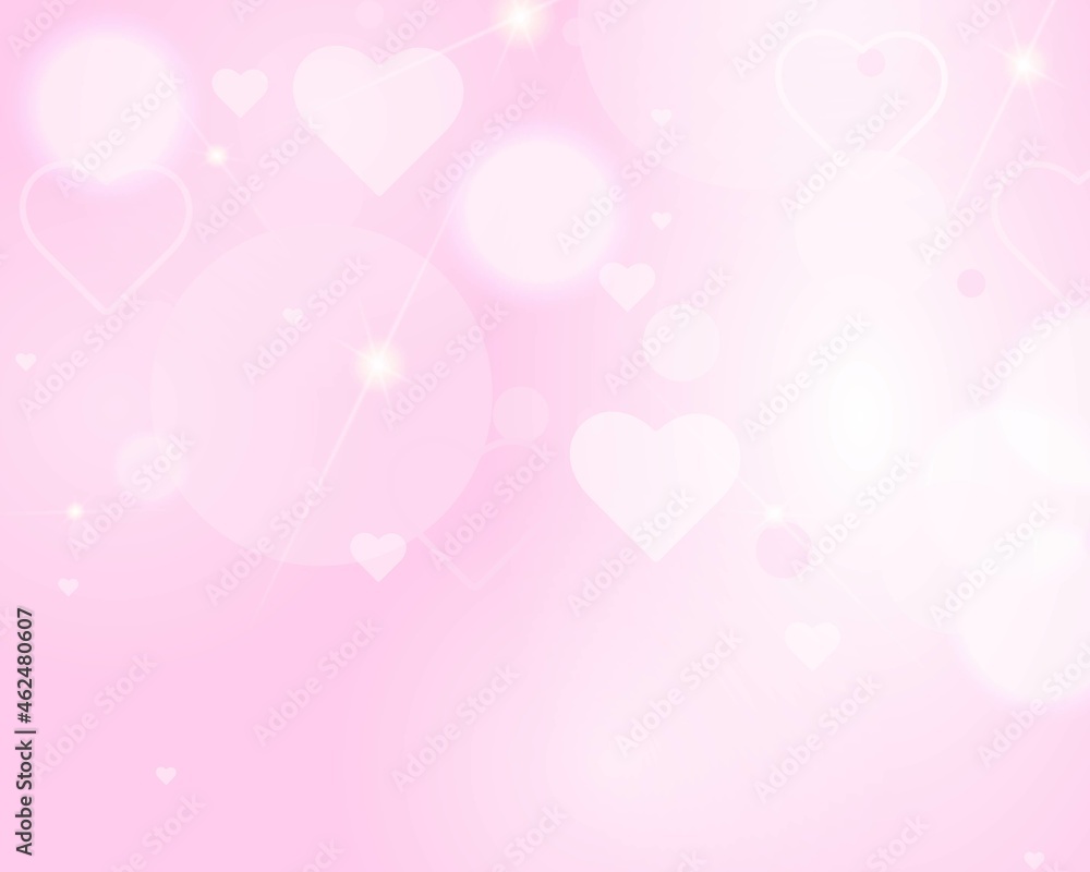 Bokeh background pink heart Valentine's day